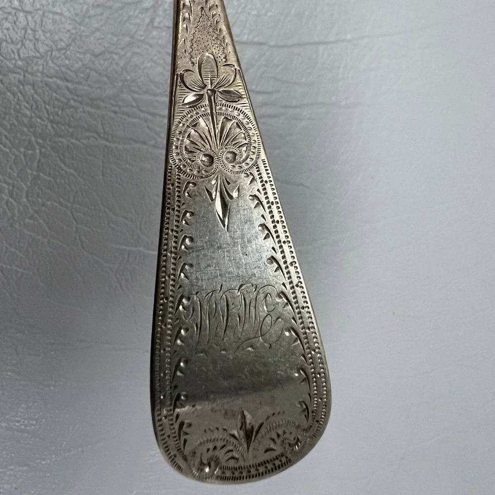 Antique Wm Wilson Son Sterling Silver Aesthetic Floral Engraved Fork 7in 42.8g